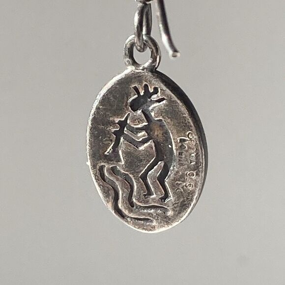Vintage  Sterling Silver 925 Kokopelli Drop Earrings Fertility Native American - Picture 10 of 14